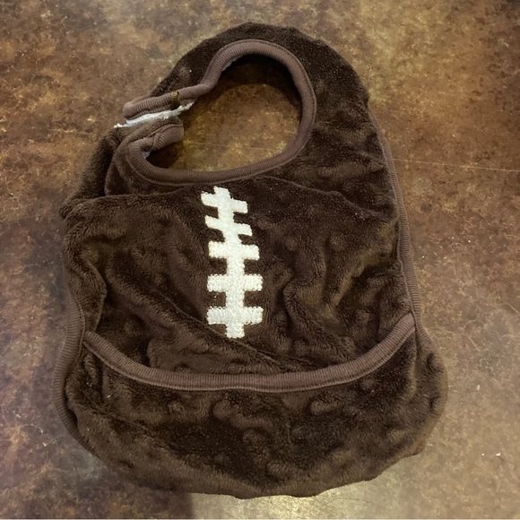 MudPie Minky Dot Football Baby Bib - Picture 1 of 3